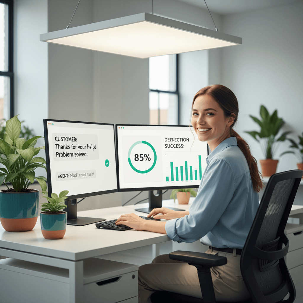 Agent using dual monitors for customer service