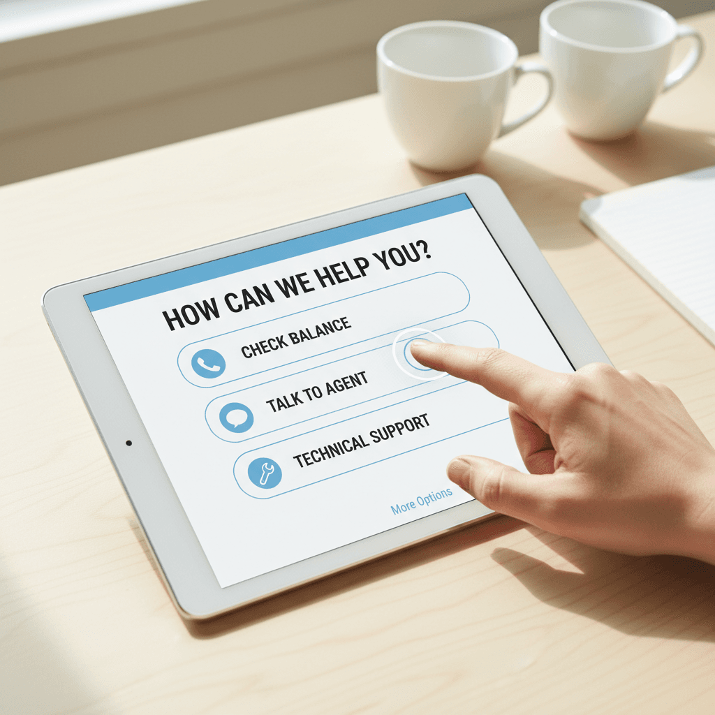 Visual IVR self-service interface on tablet