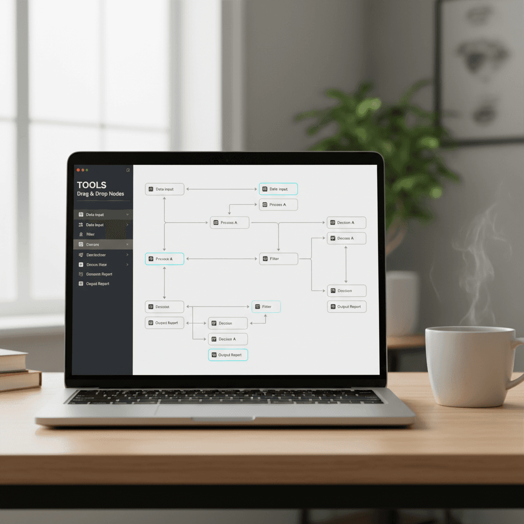 Workflow automation interface on laptop